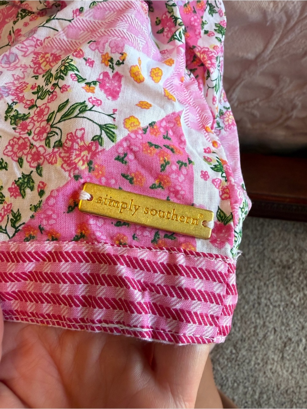 Simply Southern Pink Floral Tiered Ruffle Dress - Picture 2 of 10